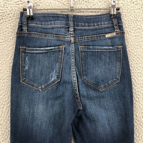 KanCan Jeans Womens 24 Blue Curvy Button Fly Skinny Distressed Medium Wash Denim - Picture 4 of 12